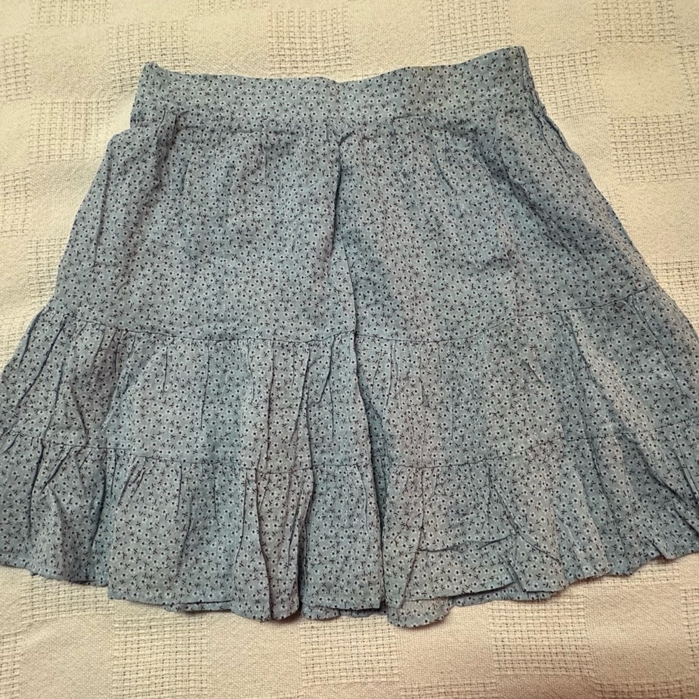 Princess Polly Light Blue Patterned Skater Skirt Size 4